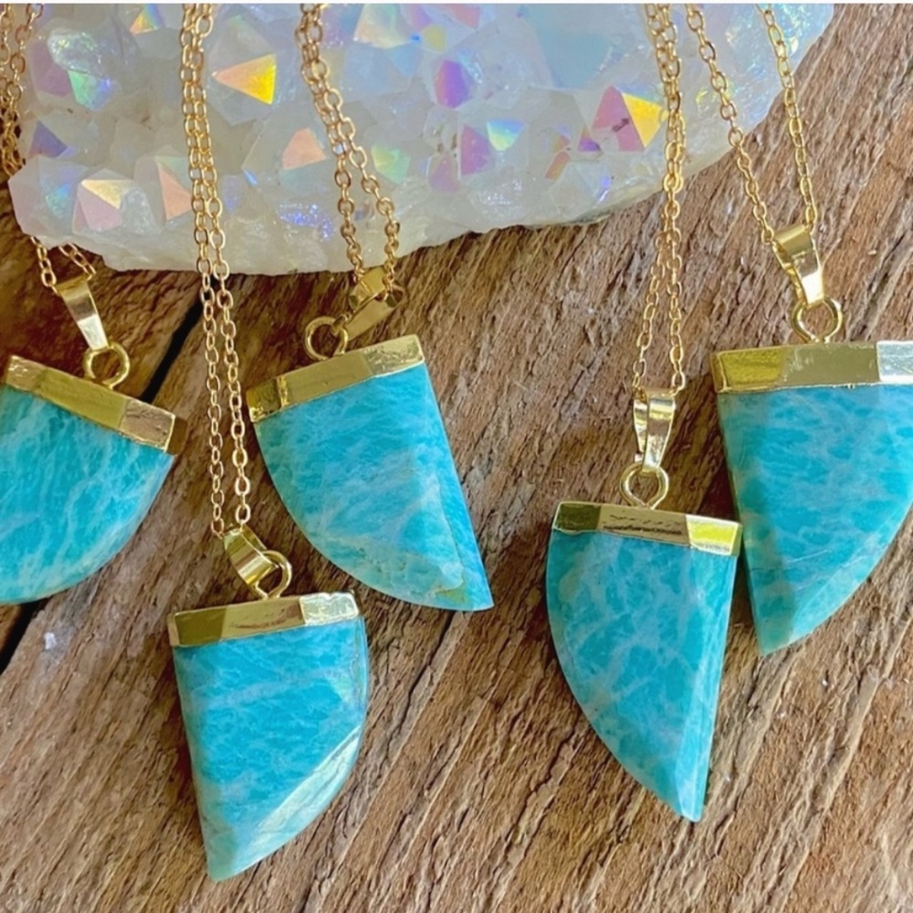 Amazonite Horn Pendant Necklace